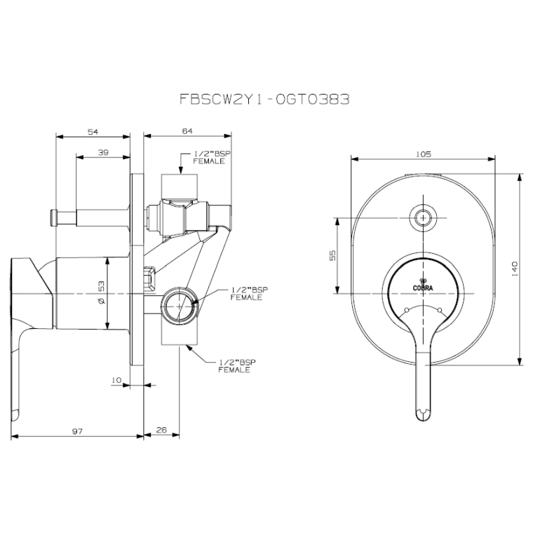 Cobra Snug Bath Shower Div Mixer Conc Lixil Africa