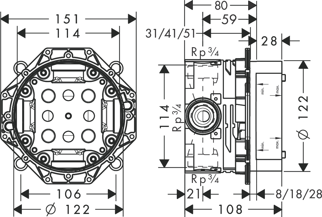 Undertile / Concealed Body Hansgrohe Basic Set I-Box Universal