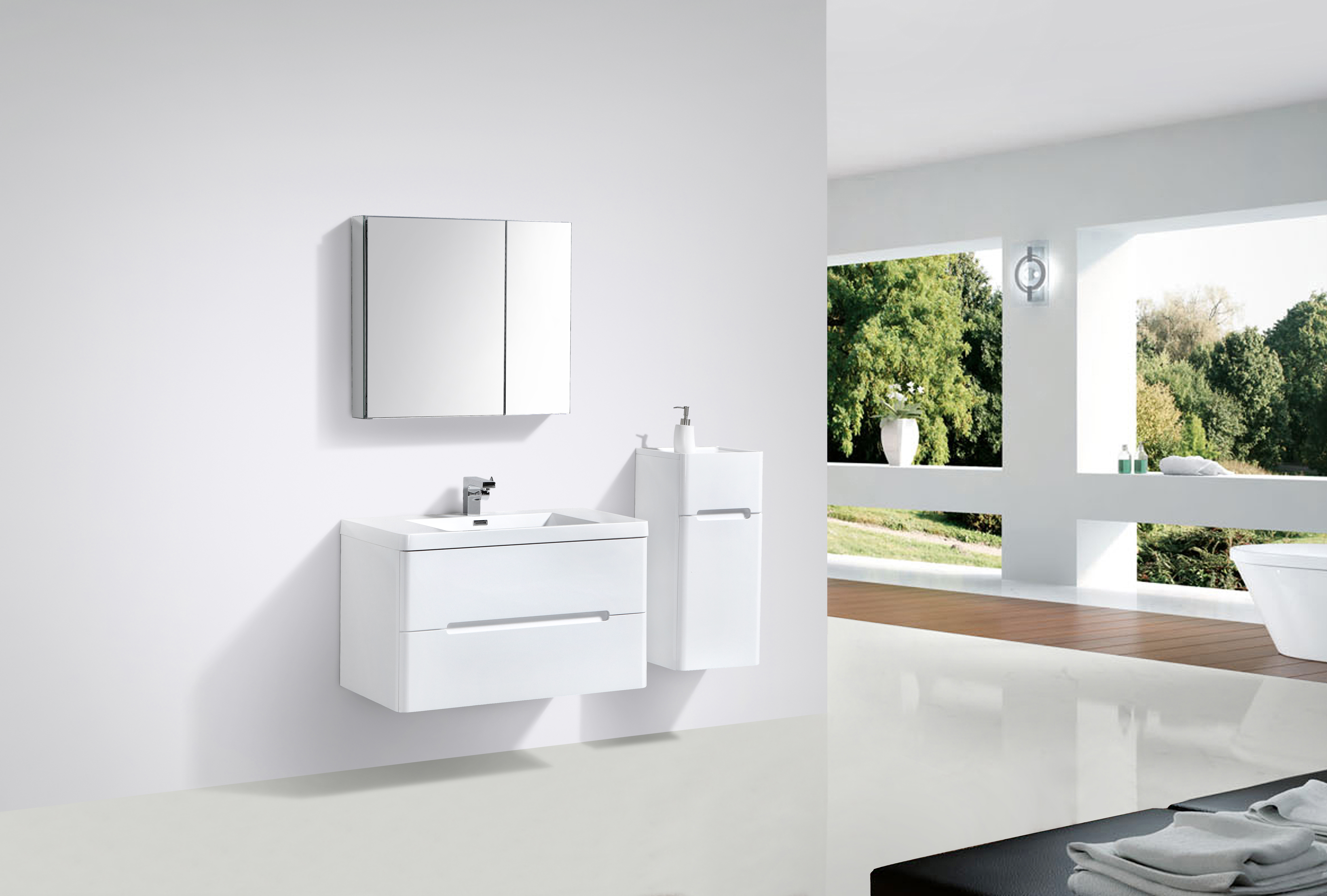 Bathroom Furniture Vanity Wall-Hung Clear Cube Venice 900 with