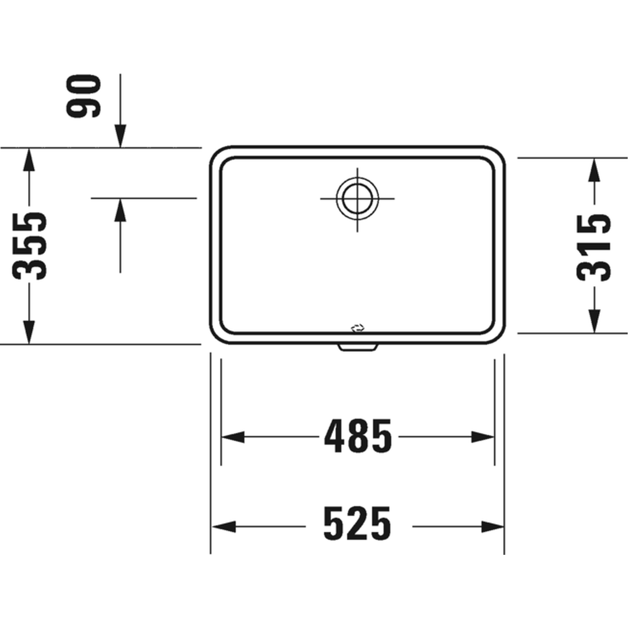Basin Undermount Duravit Vero Rectangular 485mmx315mm with