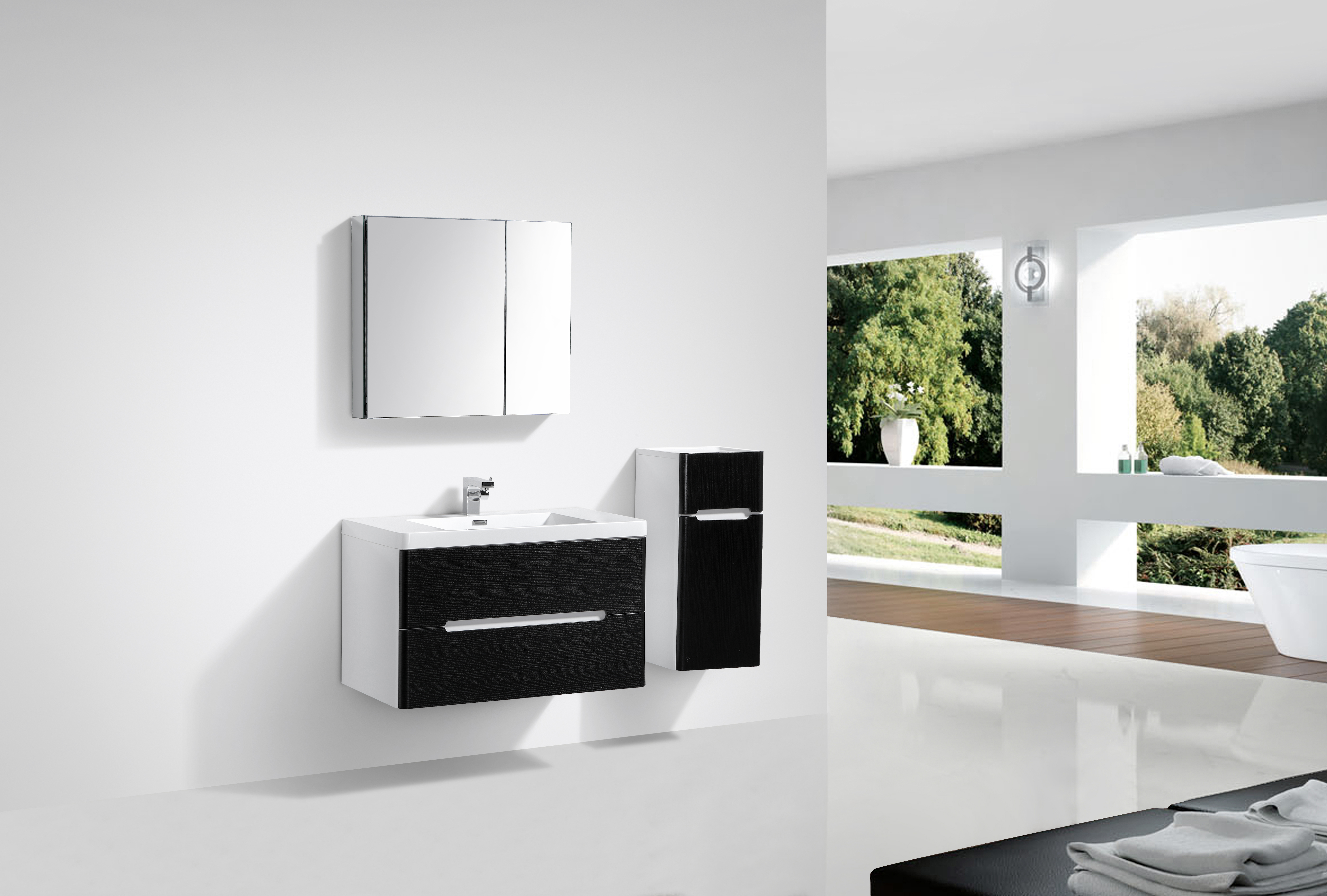Bathroom Furniture Vanity Wall-Hung Clear Cube Venice 900 with