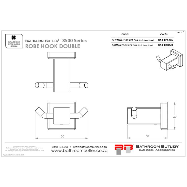 Robe Hook Double Matt Black