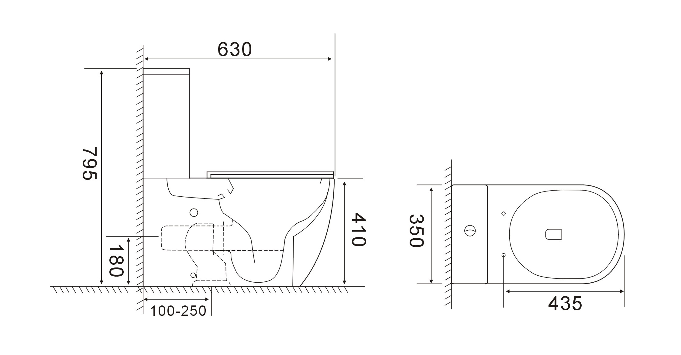 Toilet Close Coupled Lavé Marie Suite Rimless with Soft Closing