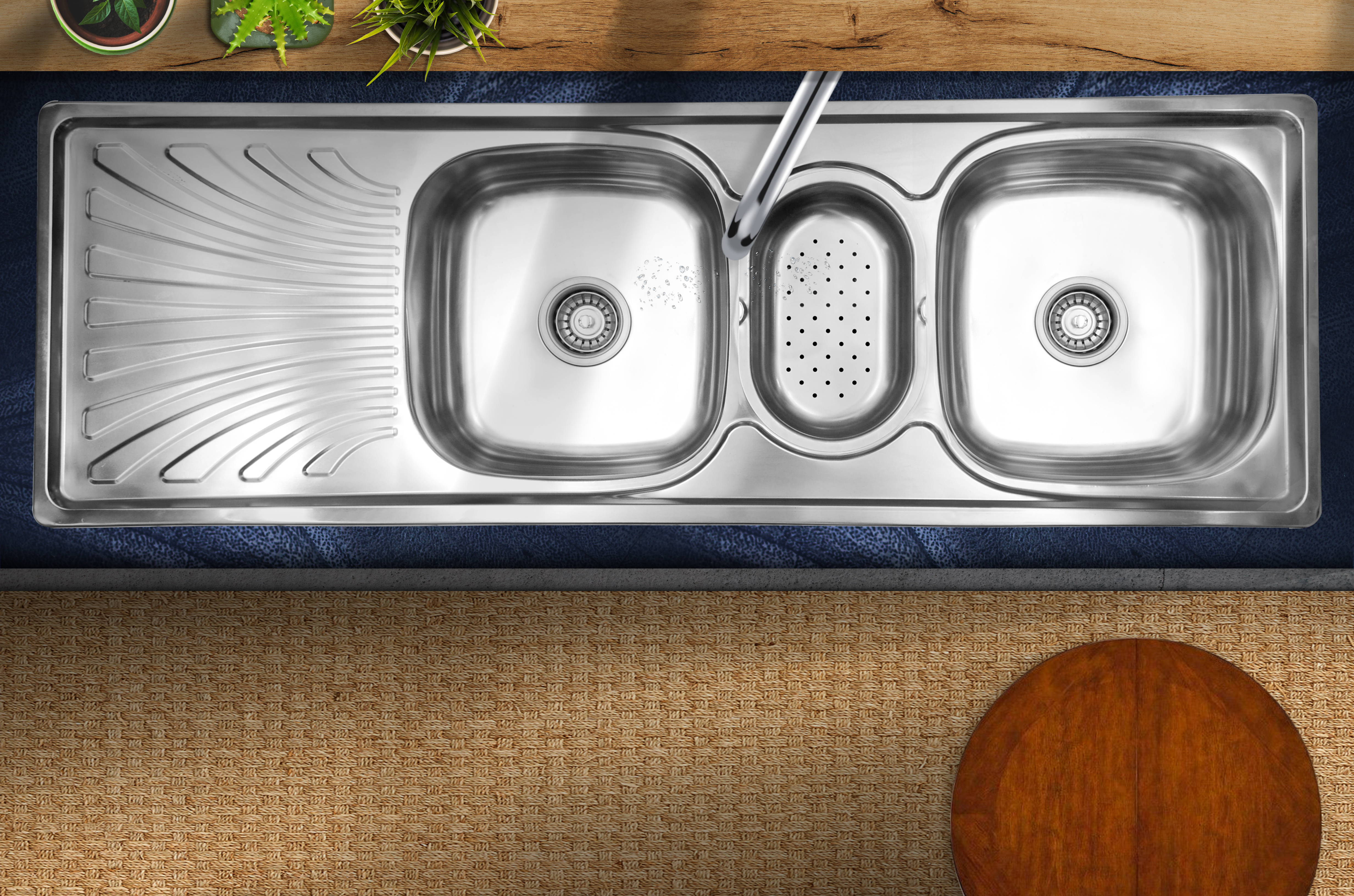 Sink Cam Drop In 2.5 Bowl 1360X460 Stainless Steel Incl 90mm waste