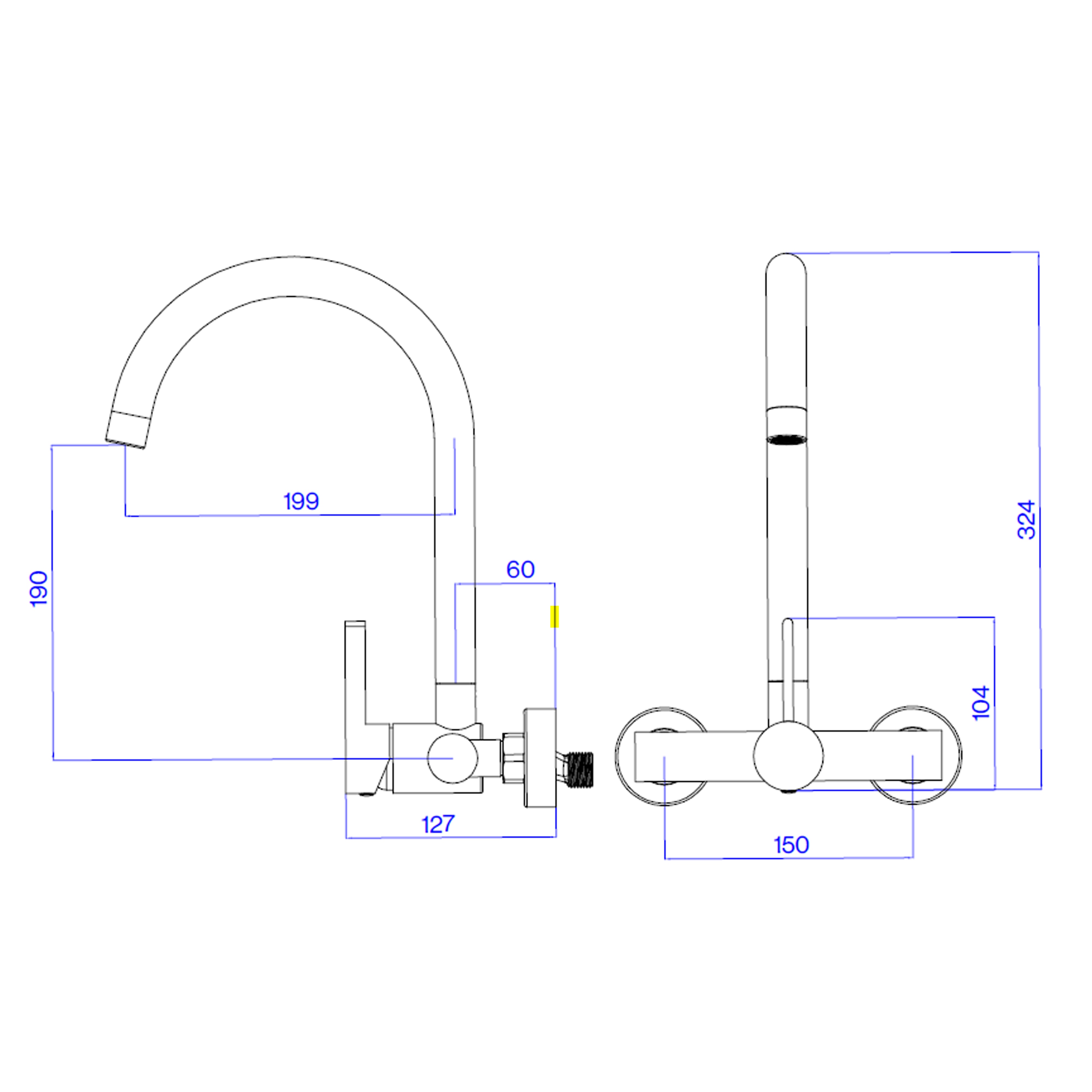 Tap Sink Mixer Wall Type Franke Capella Stainless Steel with