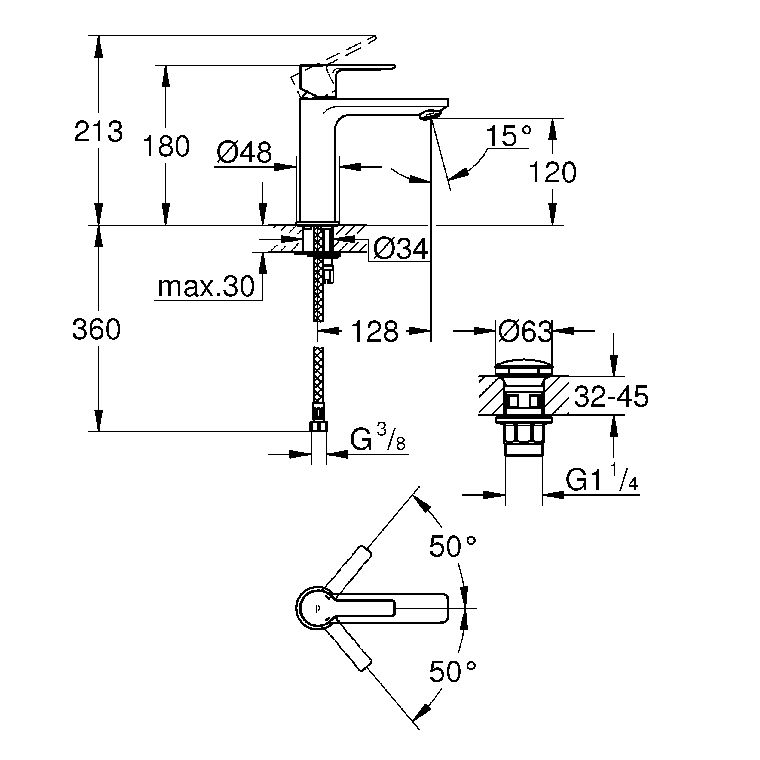 Tap Basin Mixer Standard Grohe Lineare Single Lever S-Size Chrome  Plumb-It Online.