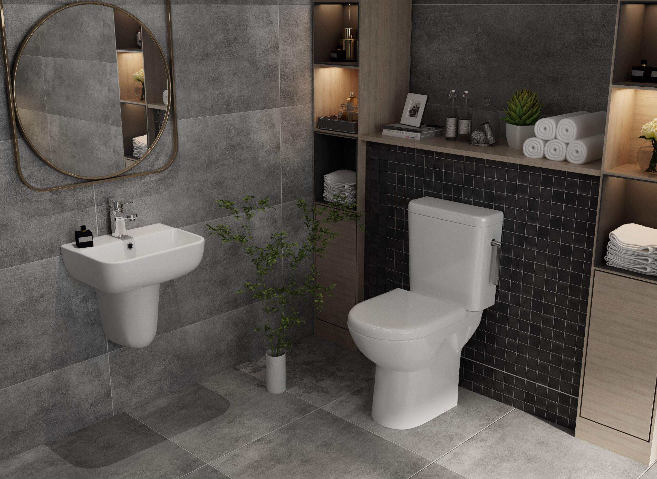COTY コティ　COMPLICE de FLANCOIS 185.06 Toilet Close Coupled Lecico Comfort Suite Round Shape Side Paddle