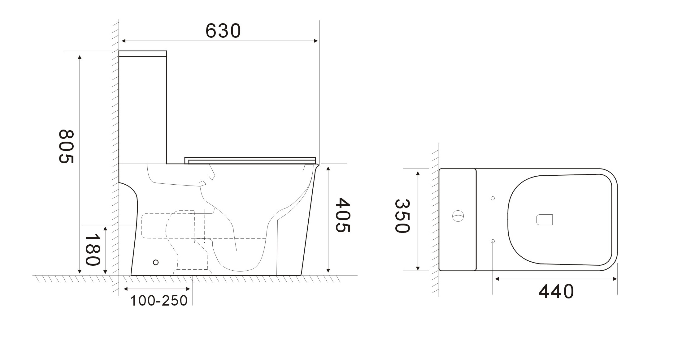 Toilet Close Coupled Lavé Adelene Suite Rimless with Soft Closing