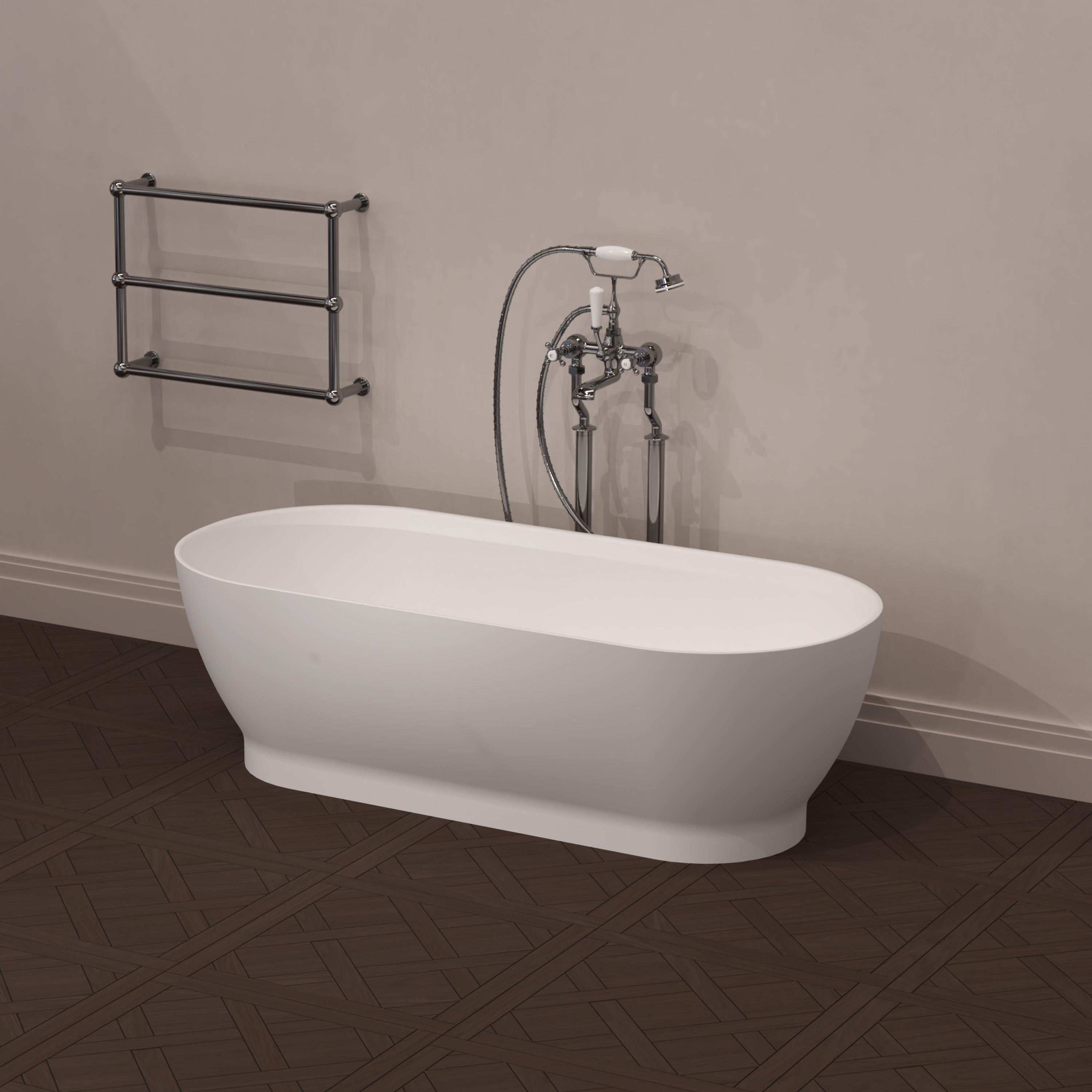 Bath Freestanding Rossco Naomi Oval 1595mm (L) x 738mm (W) x 520mm