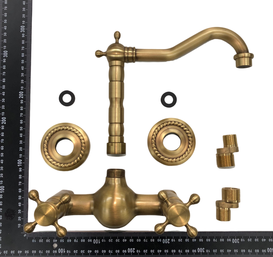 Tap Sink Mixer Wall Type Trendy Cuivre Classic Two-Handles with