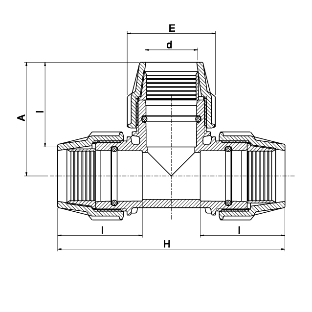 Tee HDPE Compression Plasson 90deg Equal 20 x 20 x 20mm - Line 7