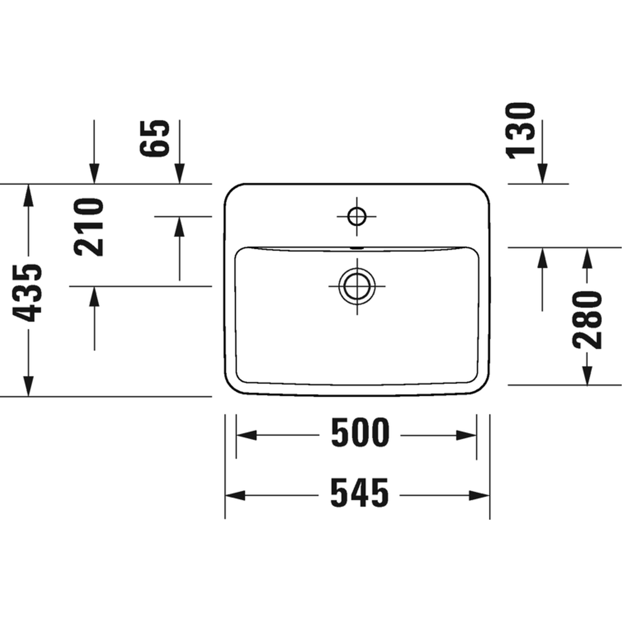 Basin Drop-In Duravit No.1 Rectangular 545mmx435mm with Overflow