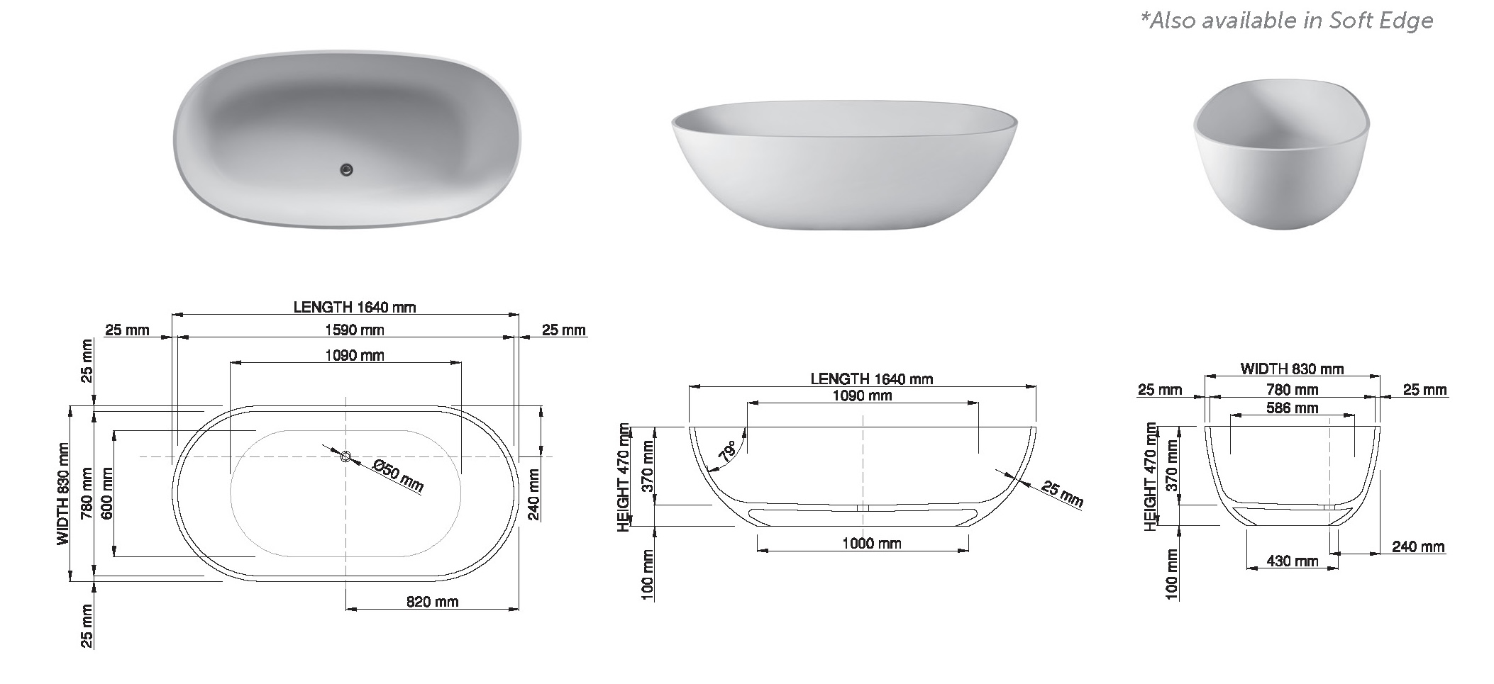Dado - Dubai Bath 1640 (No Overflow) - Pearl White | Victorian