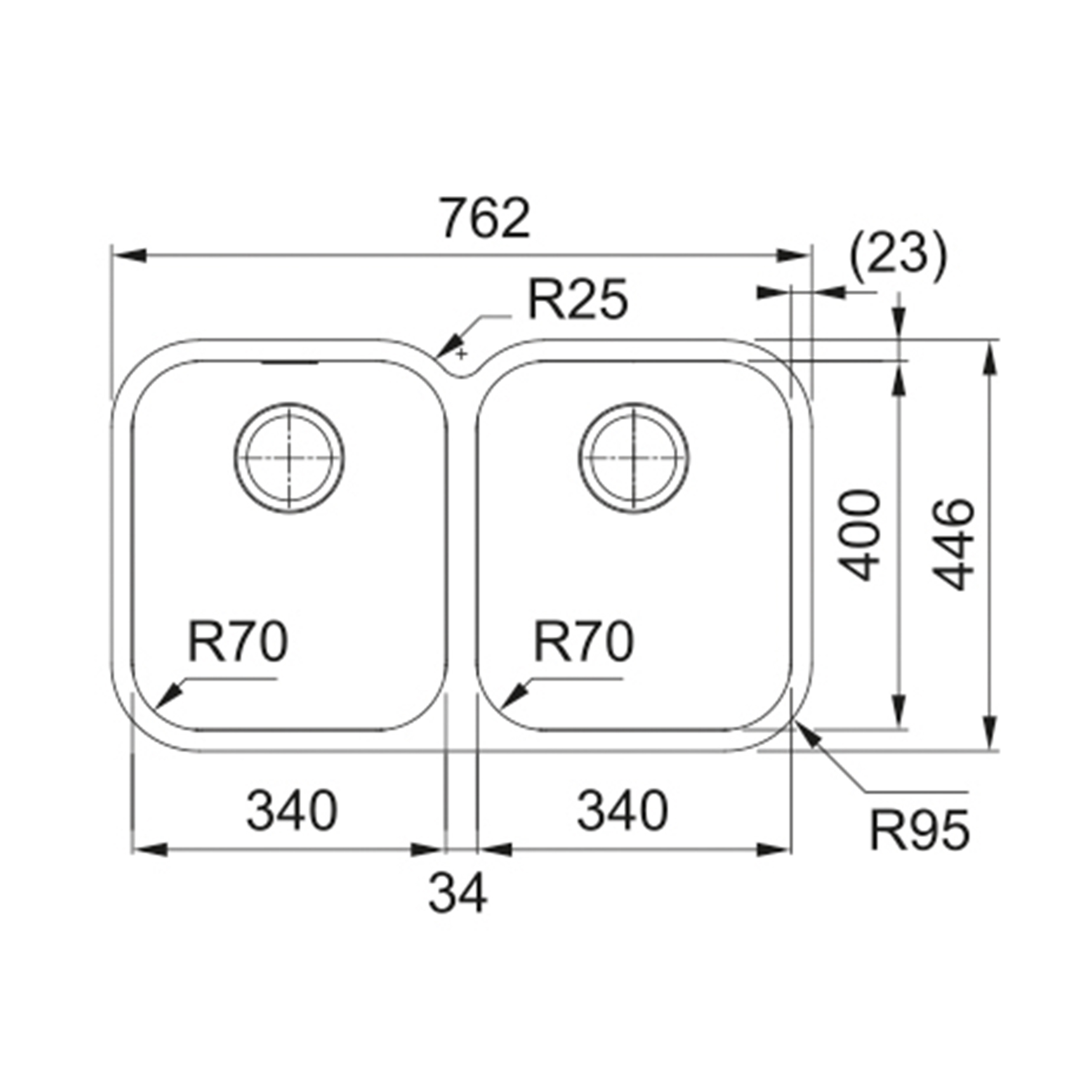 Smart SRX120-34-34 340x400x180 mm Undermount Stainless Steel