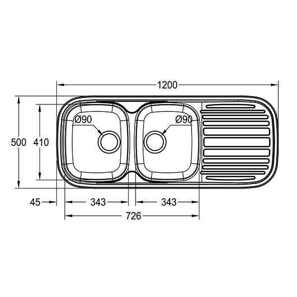 FRANKE QLX621-120 QUINLINE DEB & 90mm BSW 1200X500 1990007
