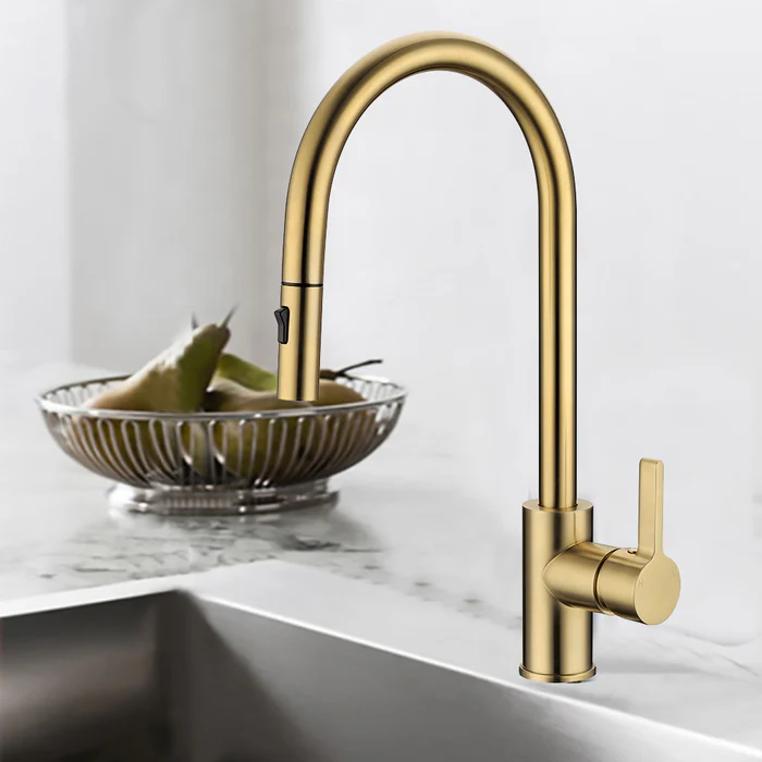 Tap Sink Mixer Deck Mount Bijiou Prestige With Pull Out Spout Gold