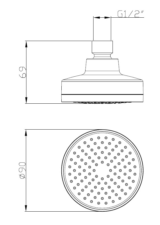 PLUMLINE CYGNUS SHOWER ROSE 1-FUNCTION 90mm CHROME | Plumblink