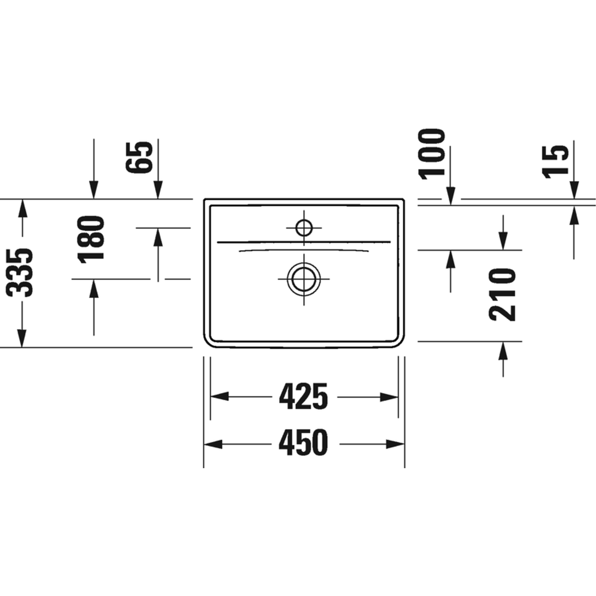 Basin Wall-Hung Duravit D-Neo Rectangular 450mmx335mm with Tap