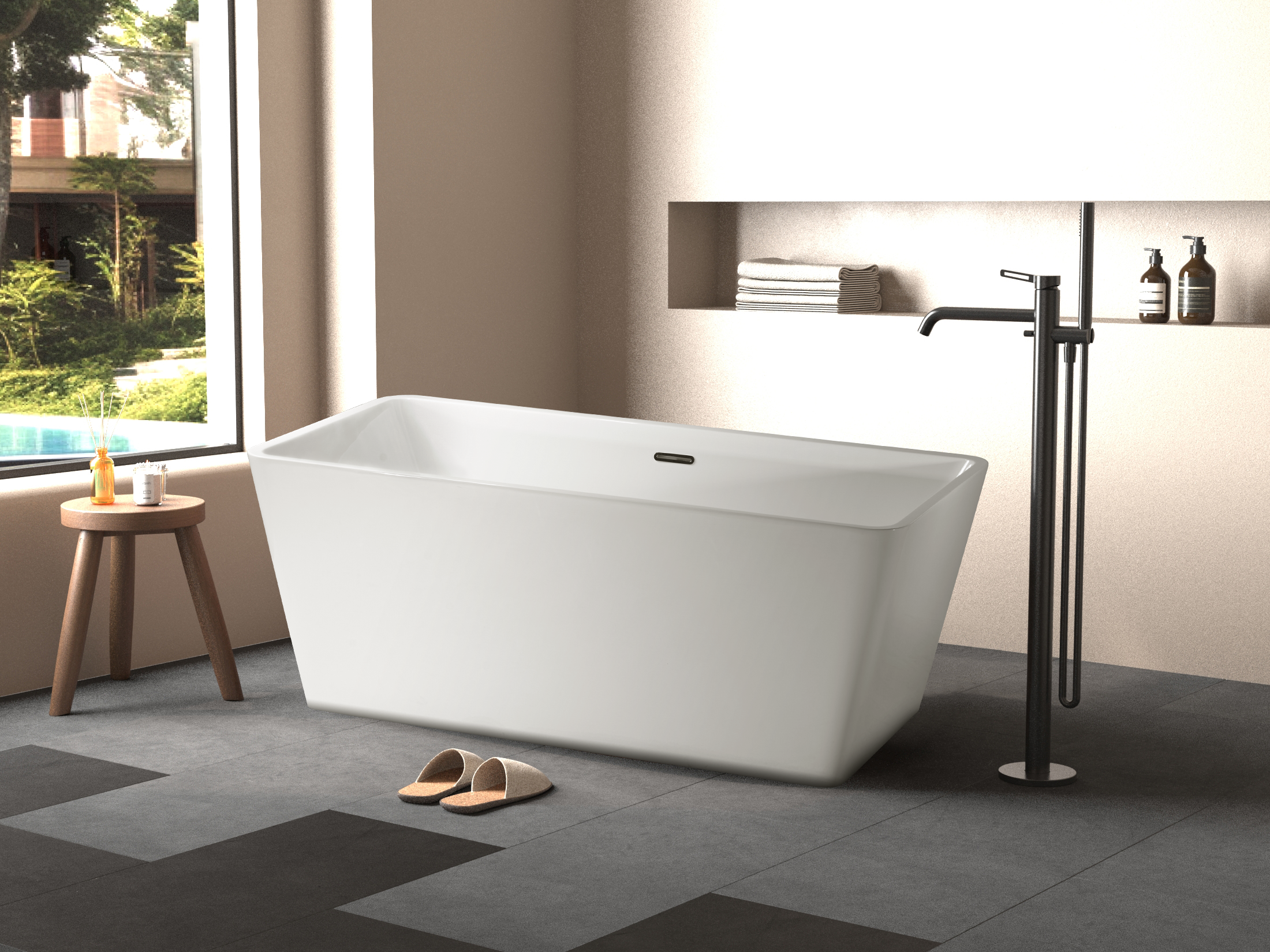 Bath Freestanding Rectangular Trendy Titania Acrylic 1600mm (L) x