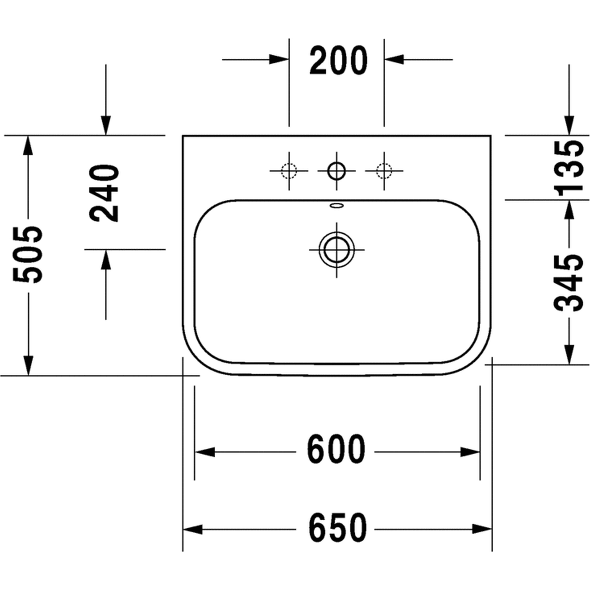 シンディ　ウォールユニット Basin Vanity Duravit Happy D.2 Rectangular 650mmx505mm with