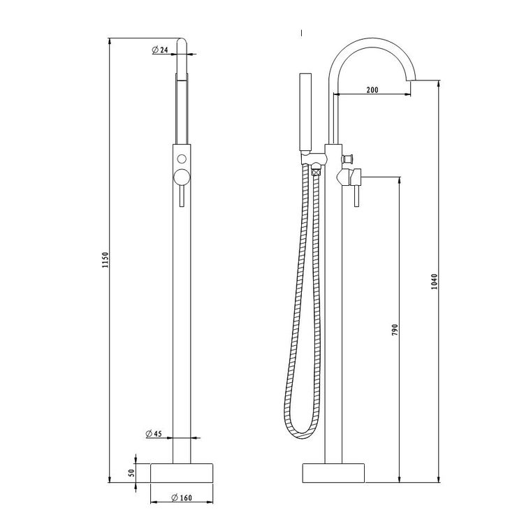 Tap Bath Mixer Freestanding La Gio Bella Torino Round Single Lever