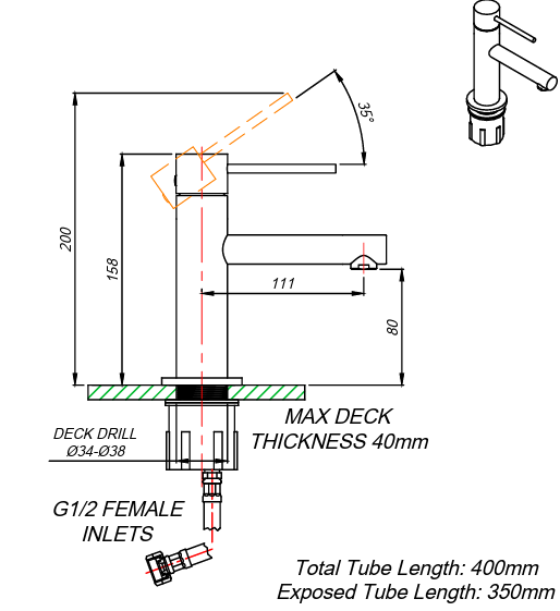 Tap Basin Mixer Standard Mietre Axis 80mm Chrome | Plumb-It Online.