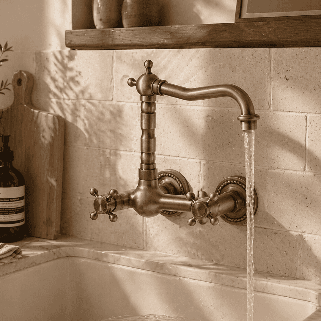 Tap Sink Mixer Wall Type Trendy Cuivre Classic Two-Handles with