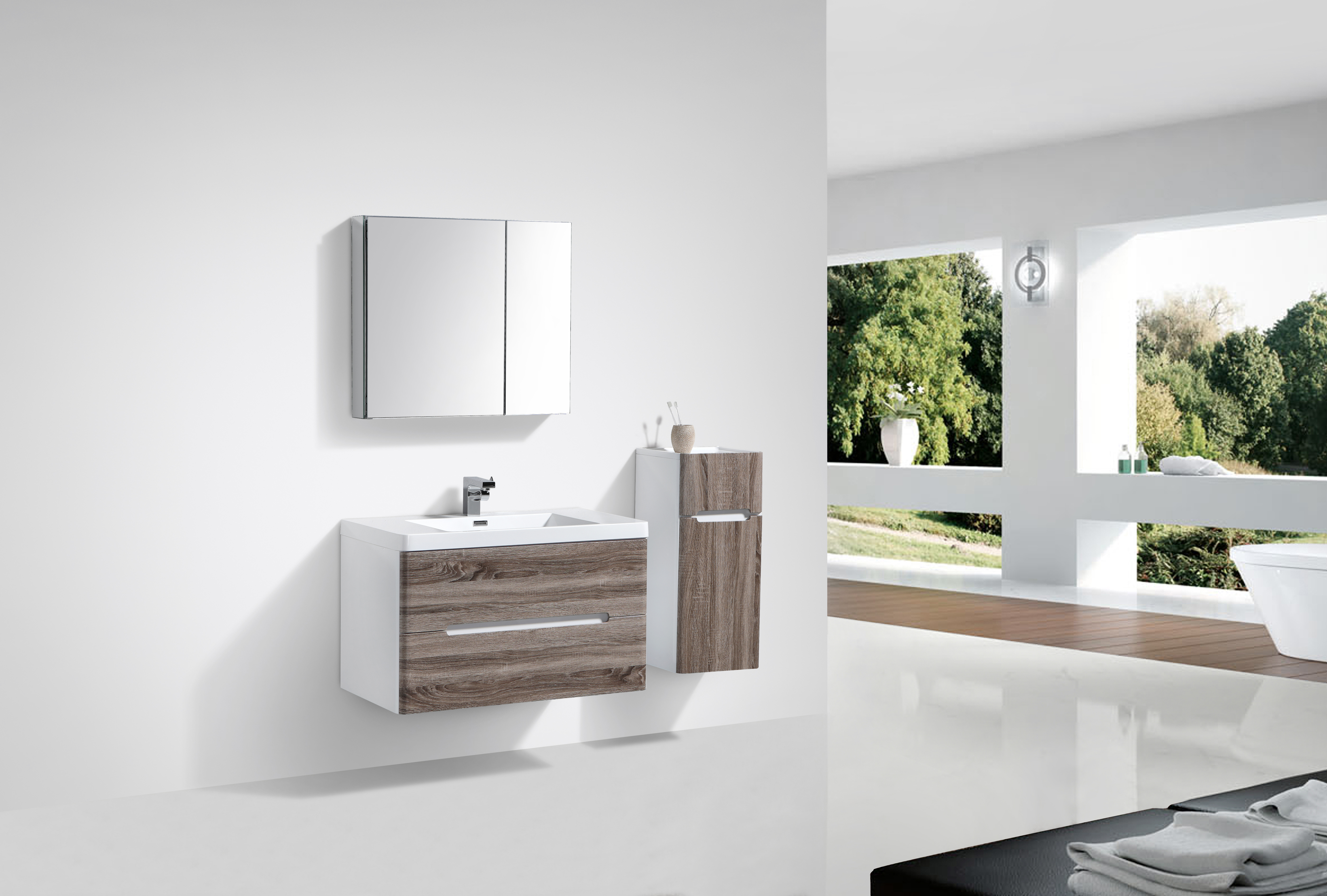 Bathroom Furniture Vanity Wall-Hung Clear Cube Venice 900 with