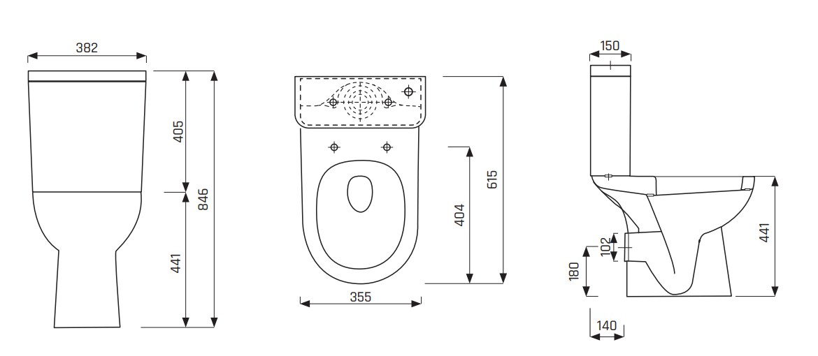 Toilet Close Coupled Lecico Comfort Suite Round Shape Side Paddle