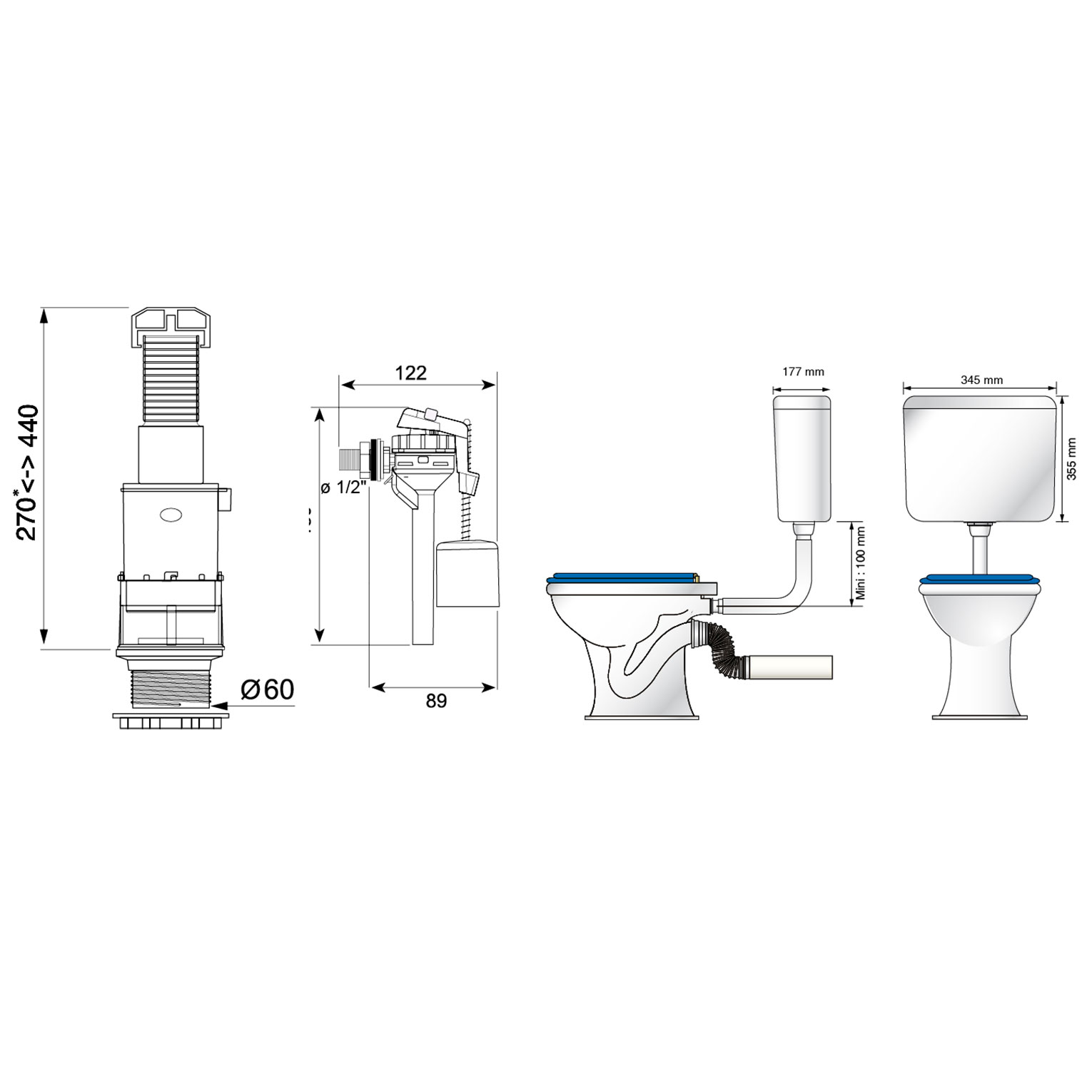 chirinページ Toilet Cistern Agrinet Wirquin Classic Low Level Front Flush SISO