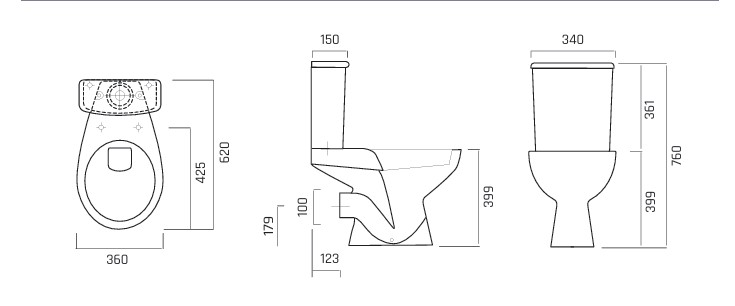 Toilet Close Coupled Lecico Amalphi Top Dual Flush Cistern White