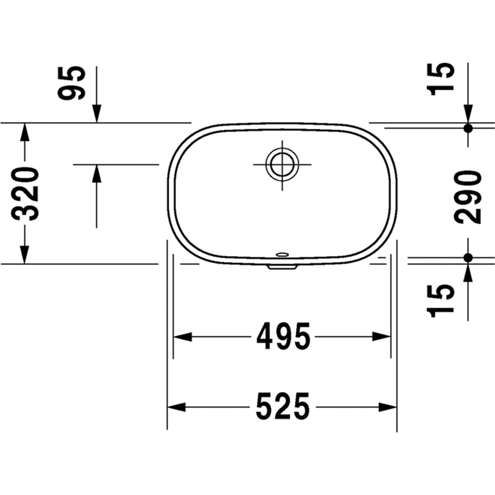 Basin Undermount Duravit D-Code Rectangular 495mmx290mm with