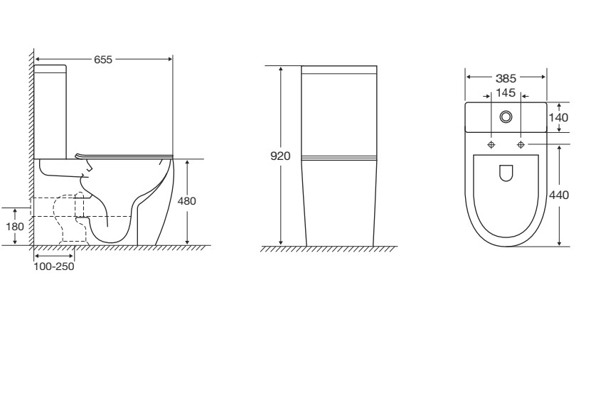 Toilet Close Coupled Lavé Marie Suite Rimless with Soft Closing